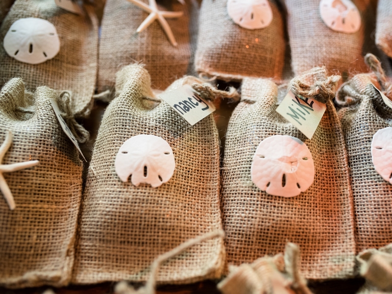 Mermaid Textile Sachets with Shells (DIY Mermaid Craft Ideas For Girls Who Love Sea Decor)