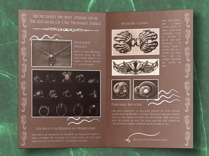24 Gift Printables: Day 19 – The Kingdom Of One Thousand Jewels’ Jewelry Brochure from “Mermaid Princess Amelia and the Lost Symphony”